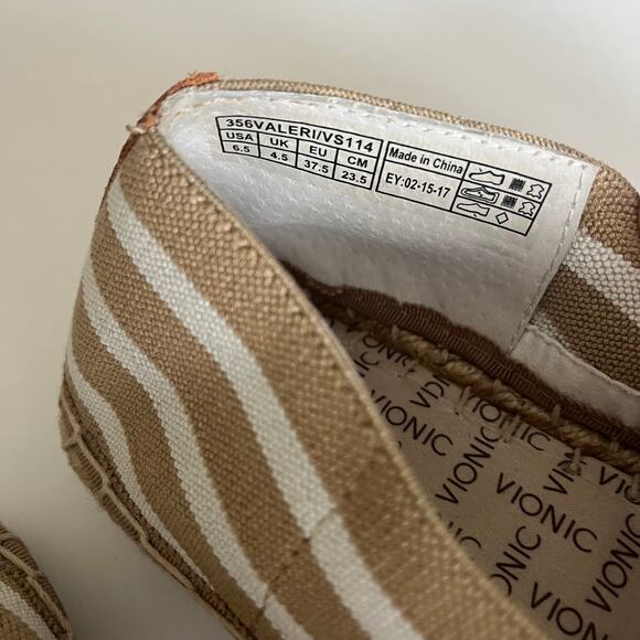 Vionic Coast 'Valeri' Women's US 6.5 Espadrille Flat Striped Beige White - Picture 5 of 8